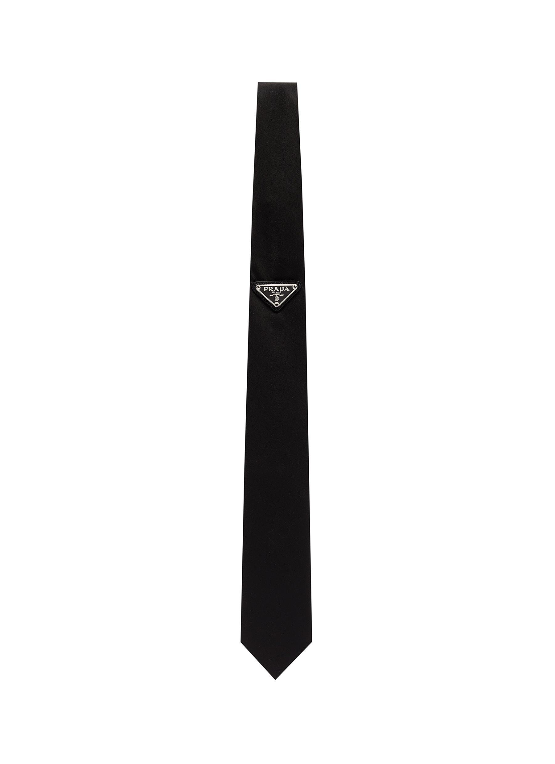 Prada Logo Plate Nylon Tie in Black for Men | Lyst