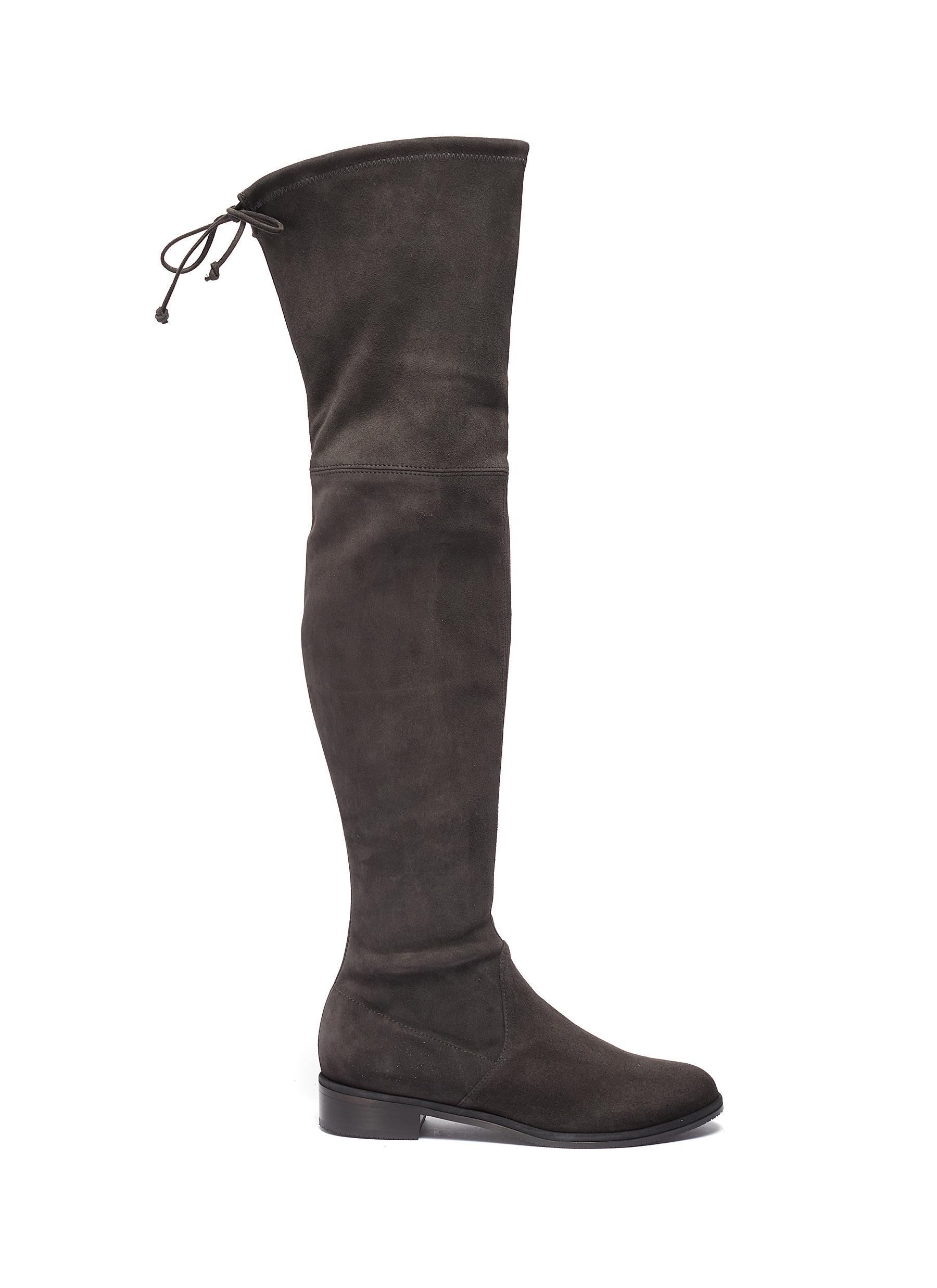 grey suede thigh high boots