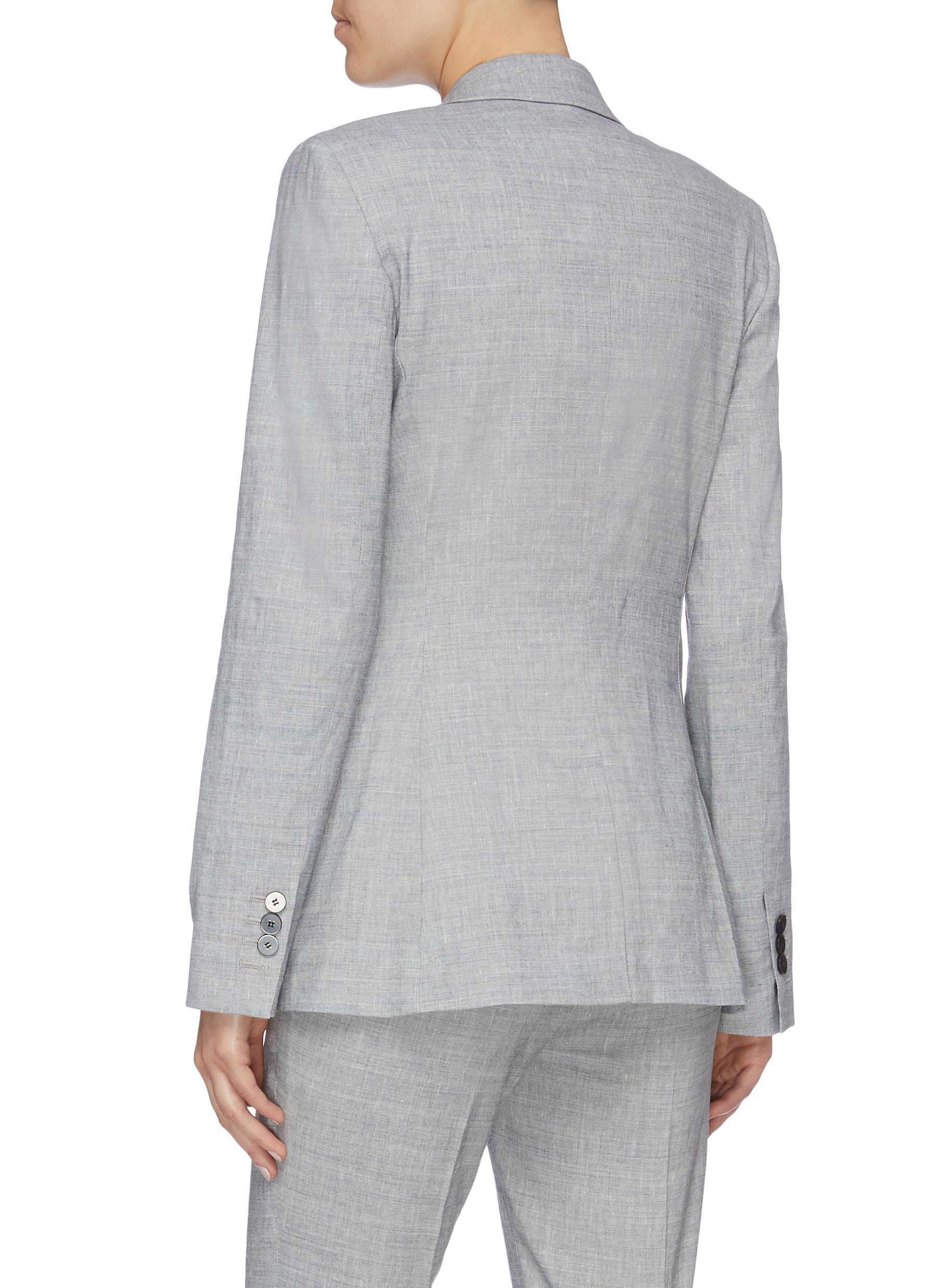 Theory 'staple' Notched Lapel Linen Blend Blazer in Blue - Lyst