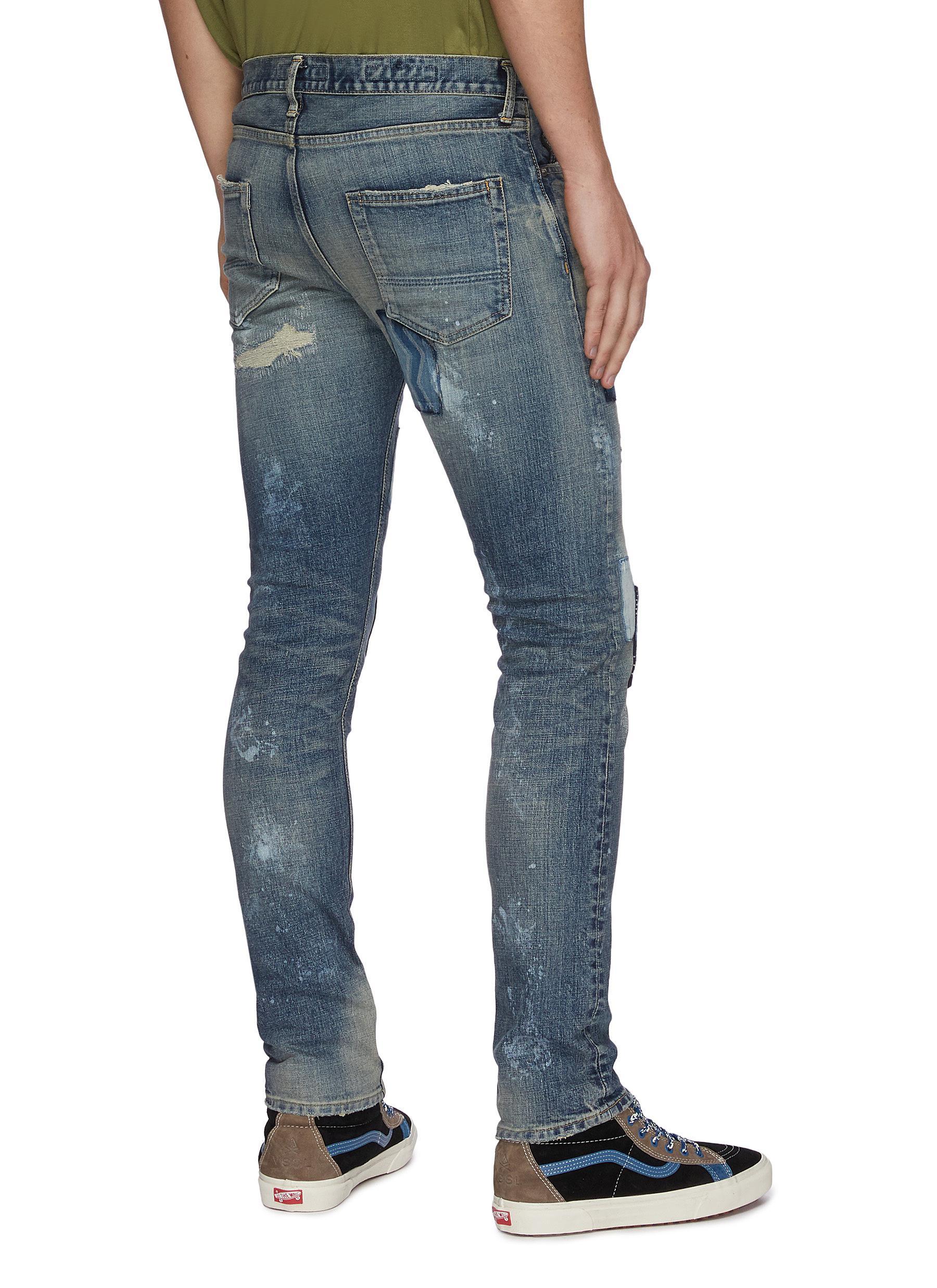 Download FDMTL Denim Rip And Repair Boro Patchwork Skinny Jeans in ...