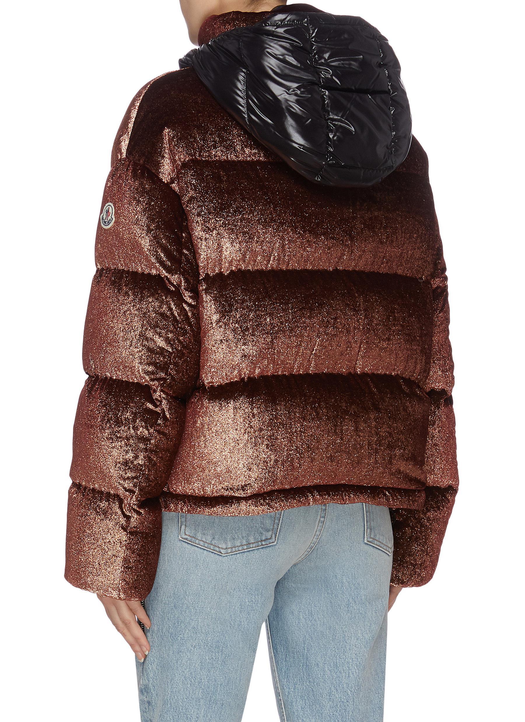 Moncler Caille Velvet Down Jacket in Bronze (Brown) - Save 53% | Lyst