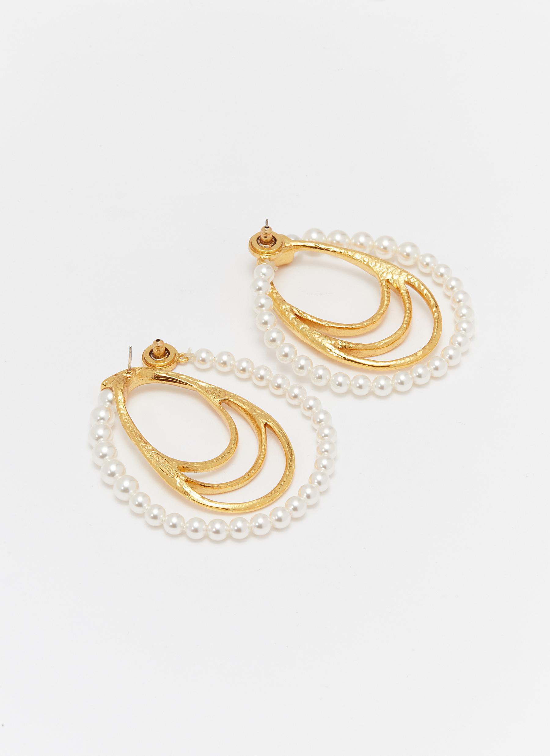 Oscar de la Renta Faux Pearl Multi Hoop Earrings in White Lyst