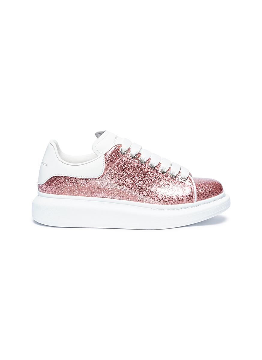 Alexander McQueen Rubber Glitter Lace-up Platform Sneakers ... Alexander McQueen Rubber Glitter Lace-up Platform Sneakers ...