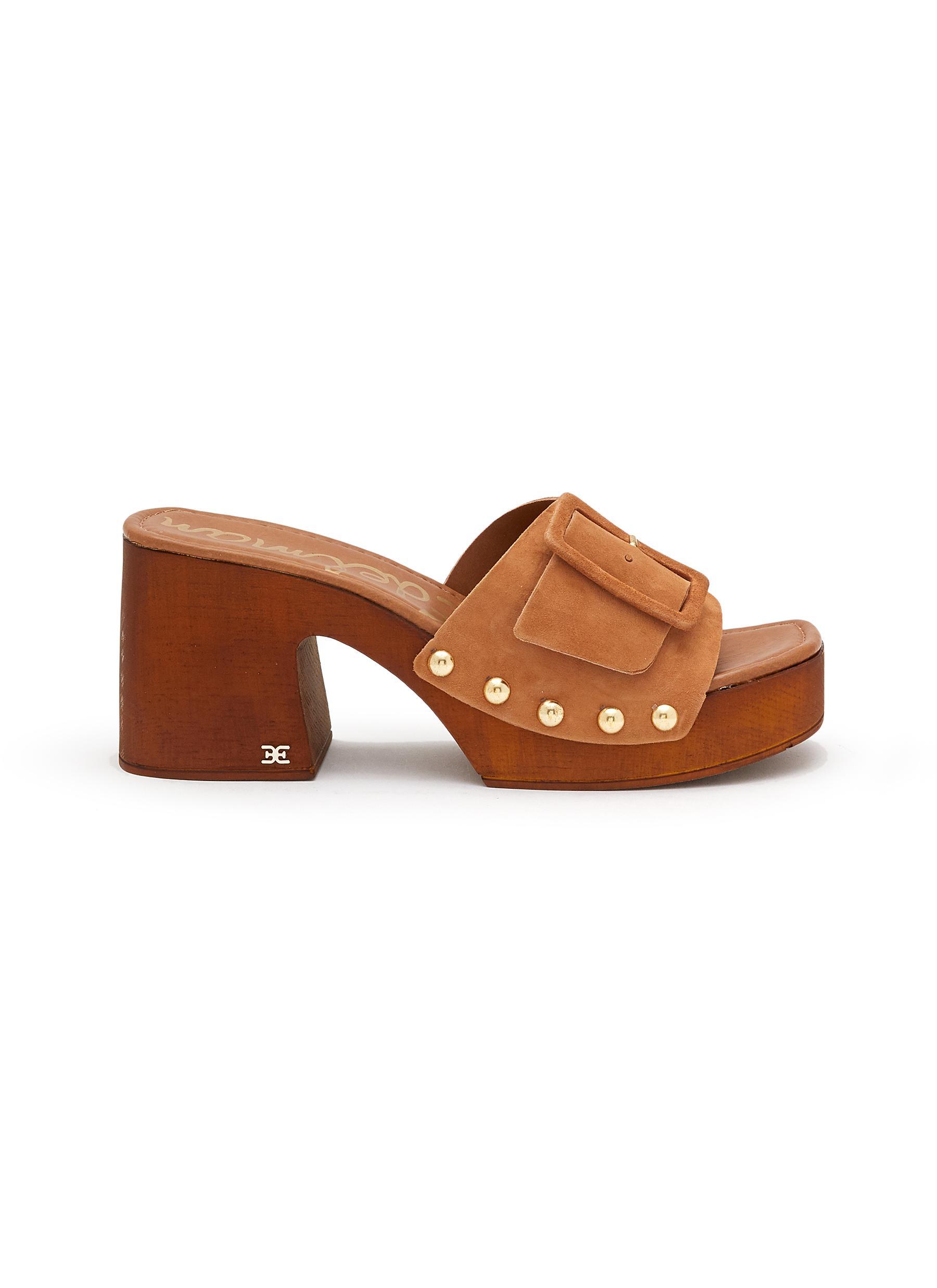 Sam Edelman 'marcia' Suede Buckled Strap Platform Sandals in Brown | Lyst