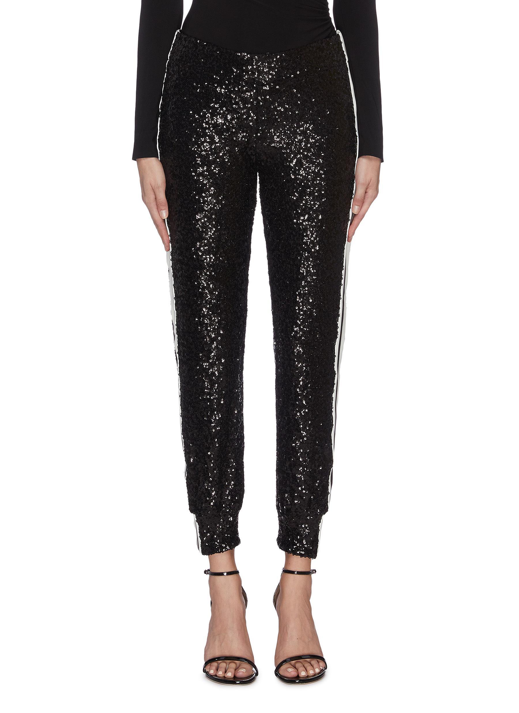 black sequin jogger pants