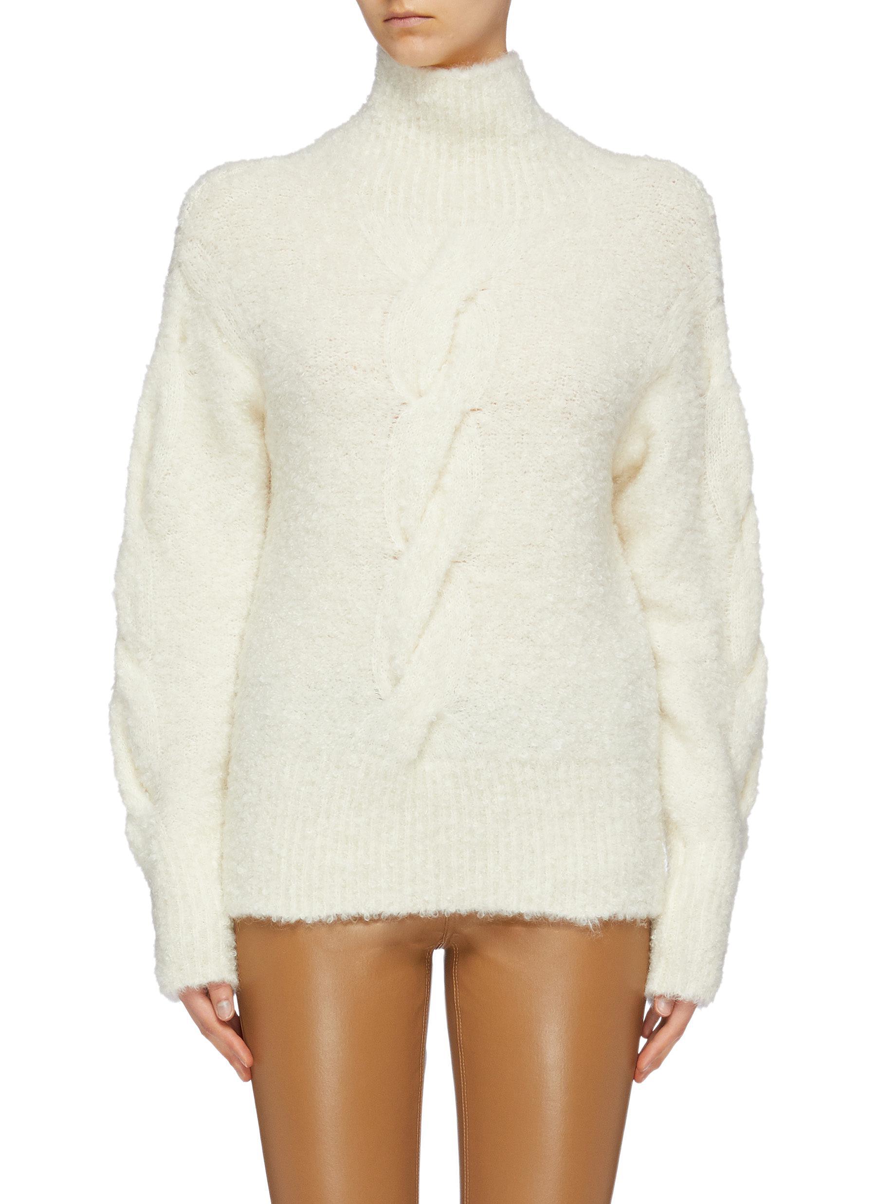 Theory Synthetic Bouclé Knit Oversized Turtleneck Sweater in White - Lyst