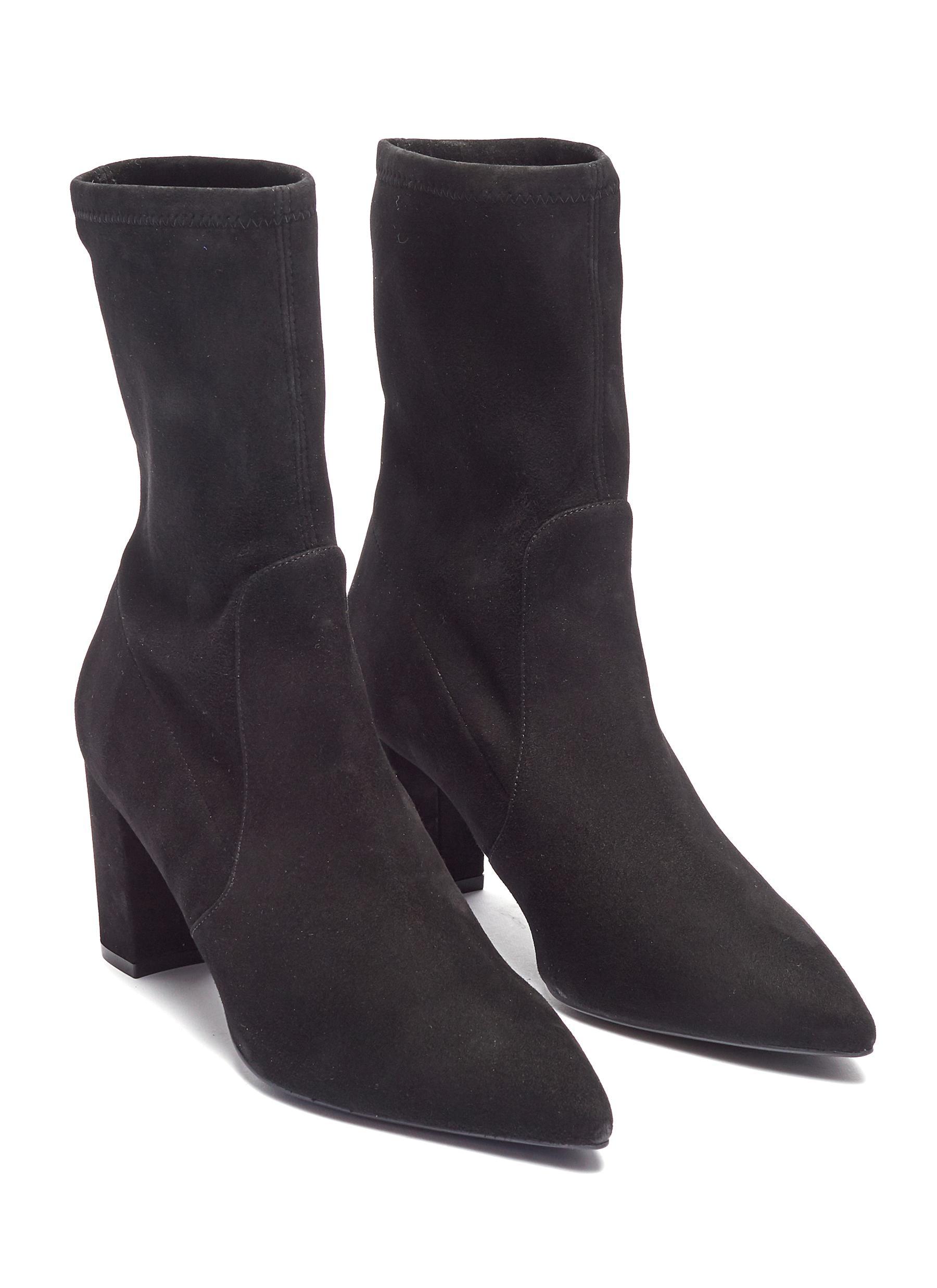 Stuart Weitzman 'landry' Stretch Suede Panelled Ankle Boots in Black ...