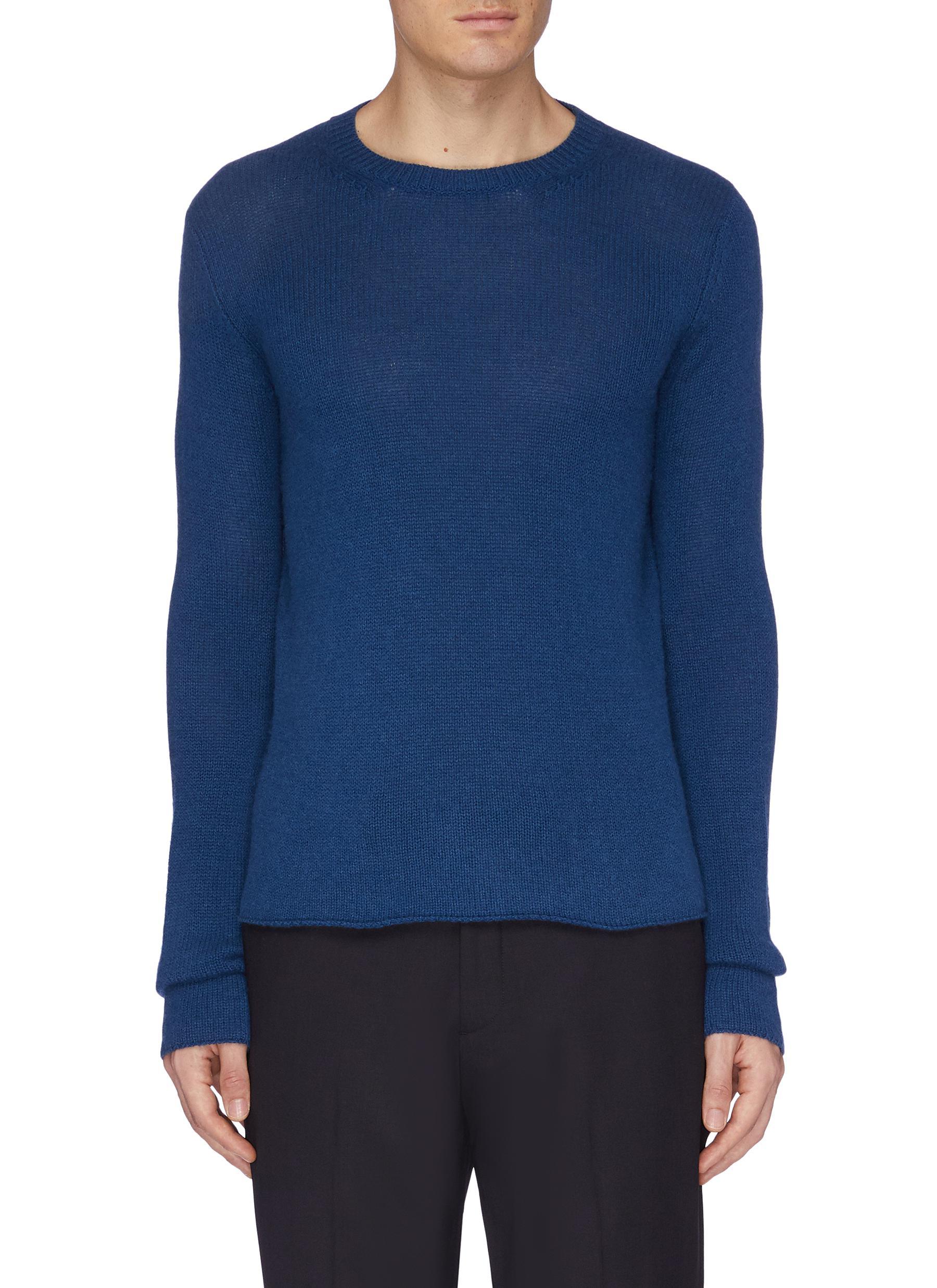 Bottega Veneta Roll Hem Cashmere Sweater in Blue for Men - Lyst