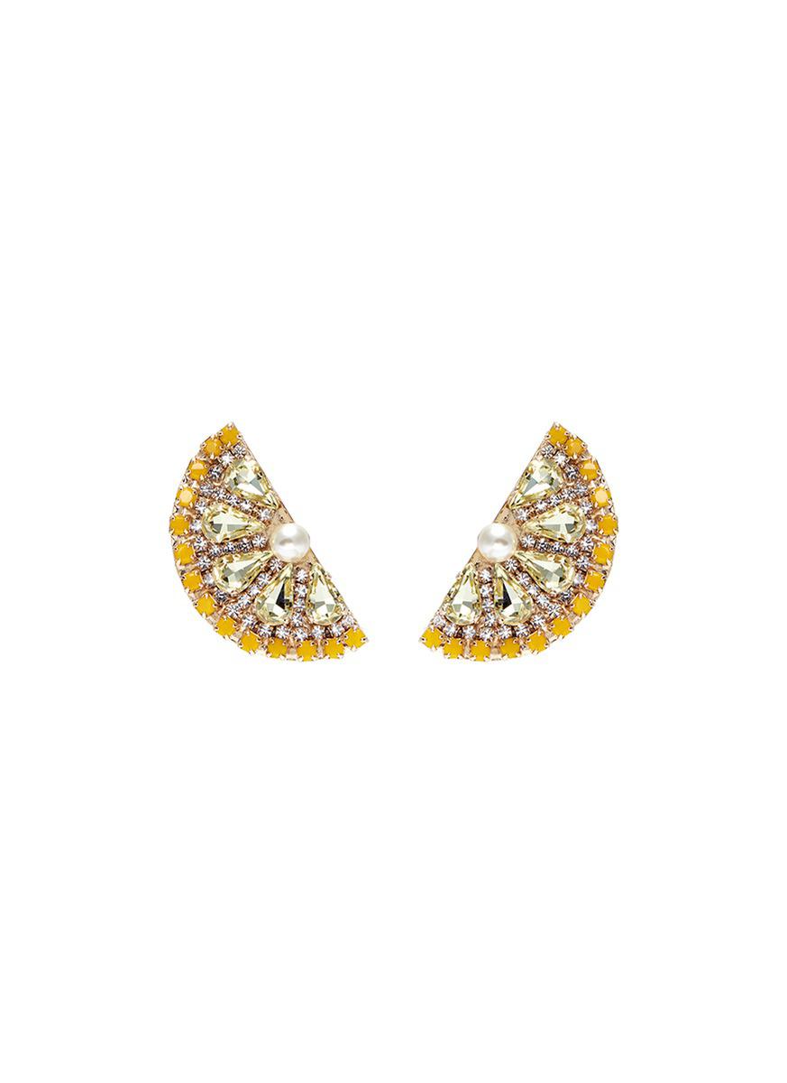 Anton Heunis Swarovski Crystal Pearl Lemon Slice Earrings in Yellow - Lyst