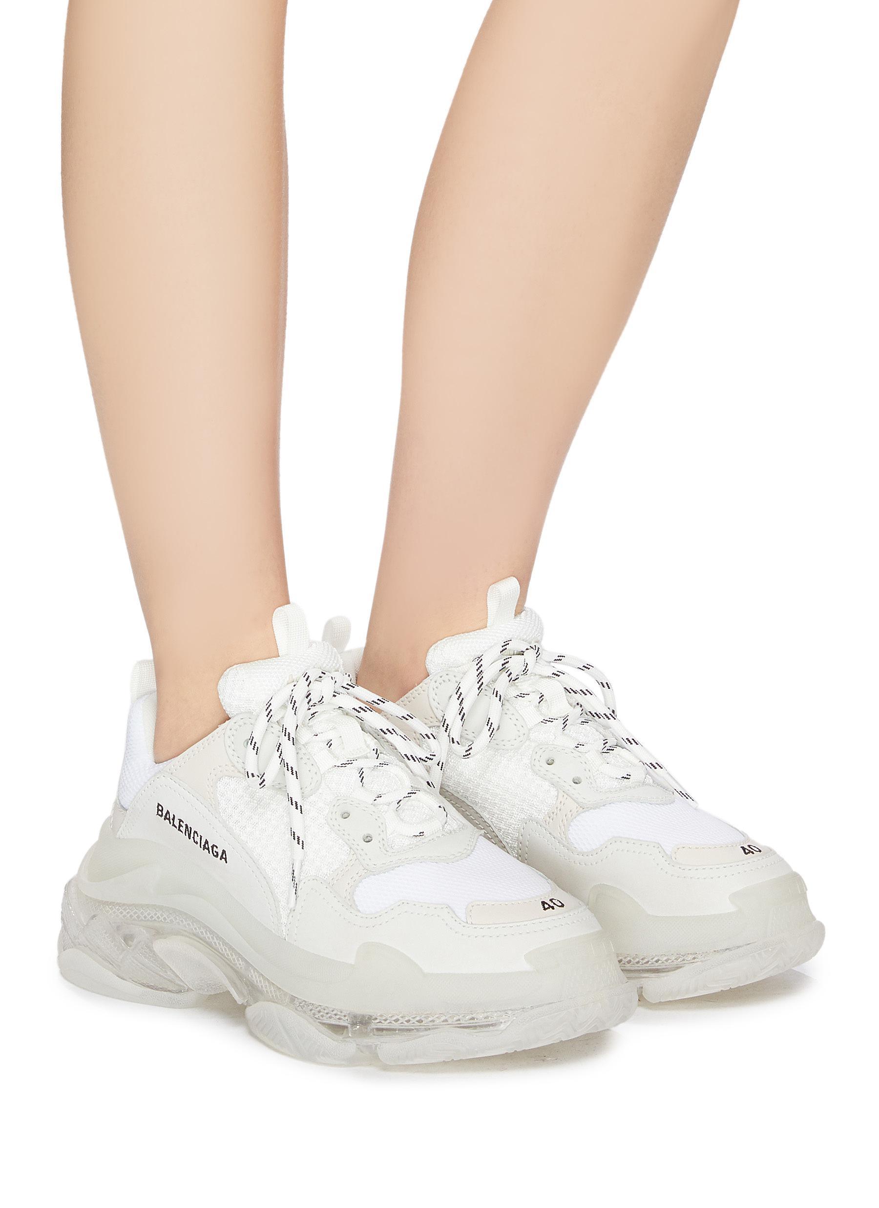 balenciaga triple s clear sole leather and mesh trainers