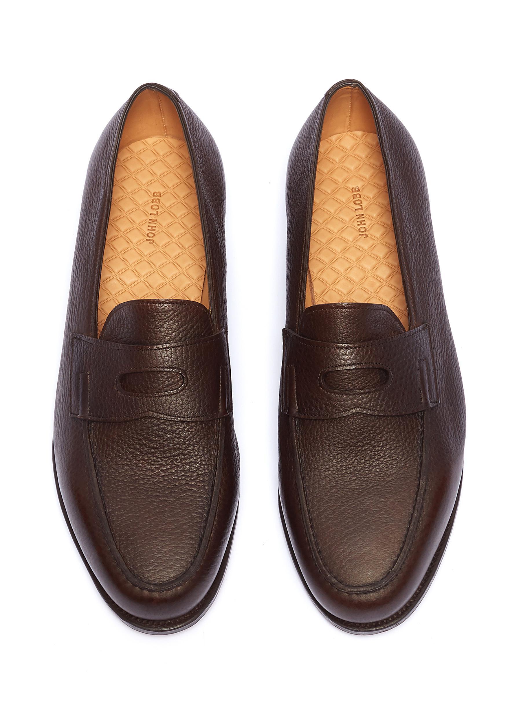 John Lobb 'lopez' Grainy Leather Penny Loafers in Brown for Men - Lyst