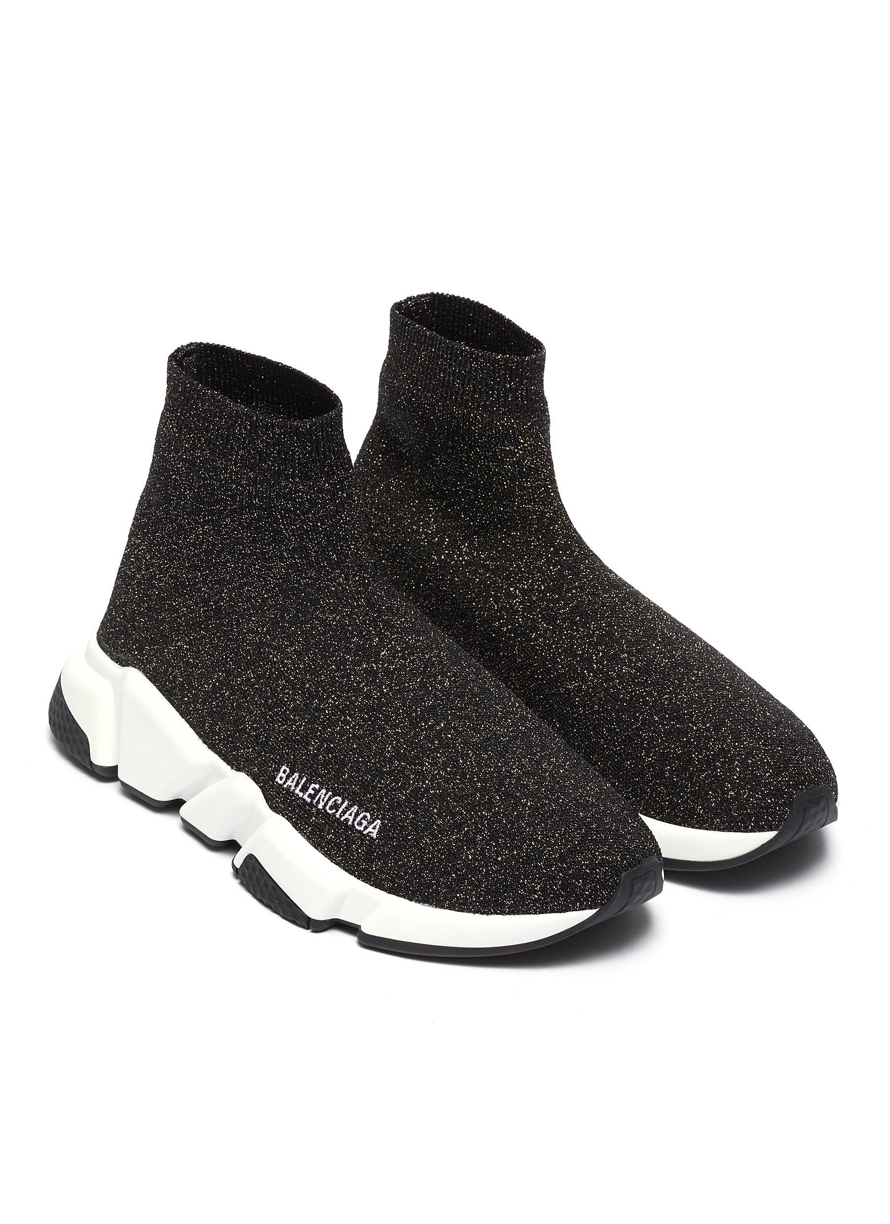 Balenciaga Women's Speed Knitted High-top Trainers in Metallic | Lyst UK