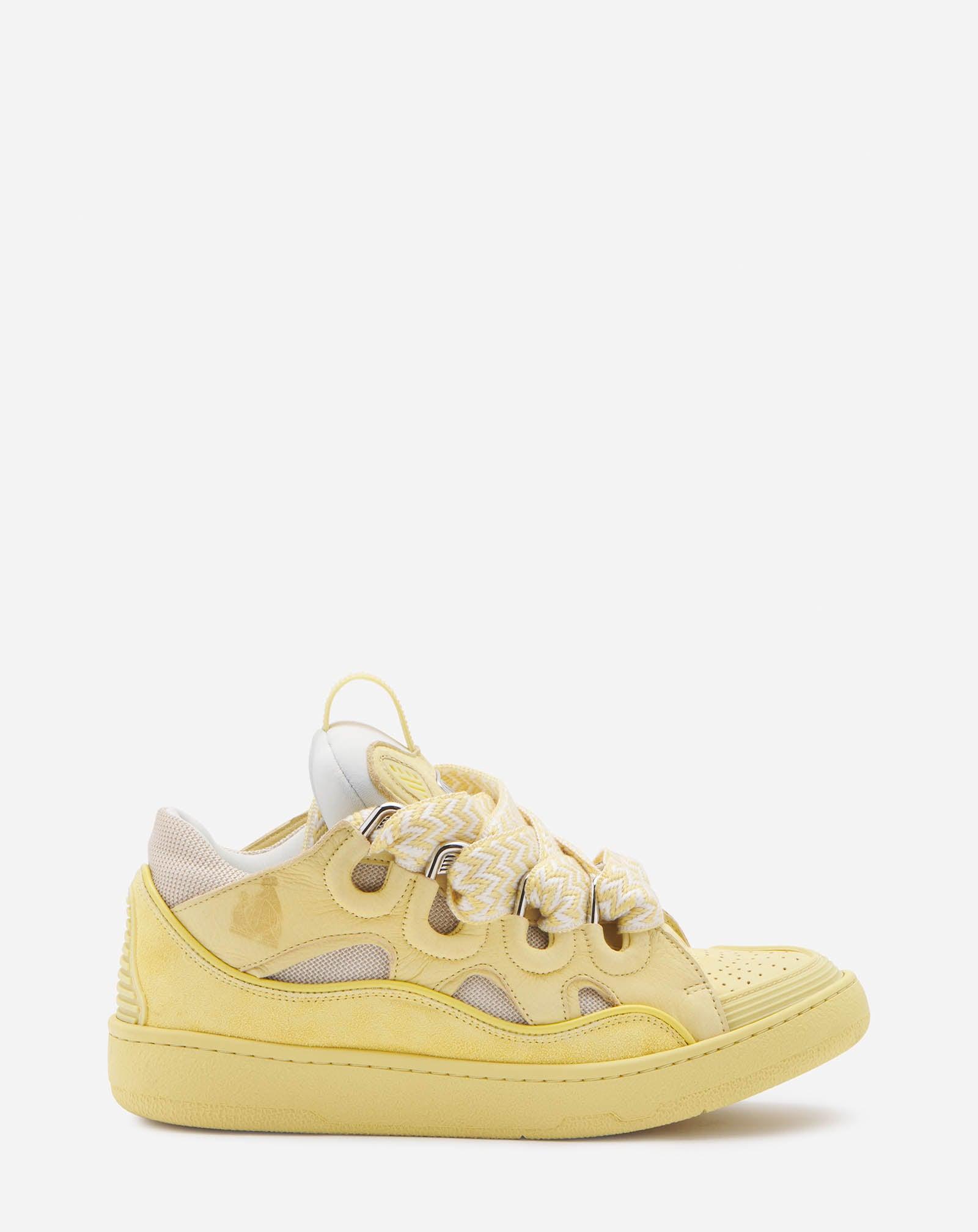 Lanvin Leather Curb Sneakers in Yellow | Lyst
