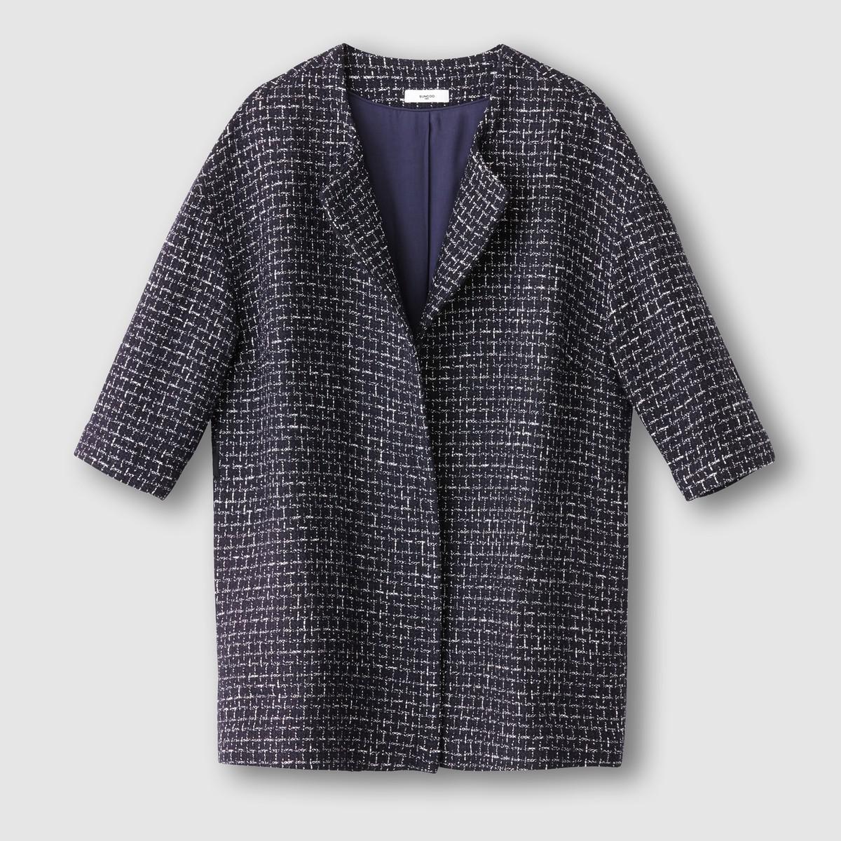 Lyst Suncoo Geometric Print Wool Blend Jacket In Blue lyst suncoo geometric print wool blend jacket in blue