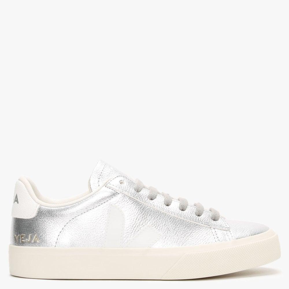 Veja Campo Silver White Trainers in Metallic | Lyst