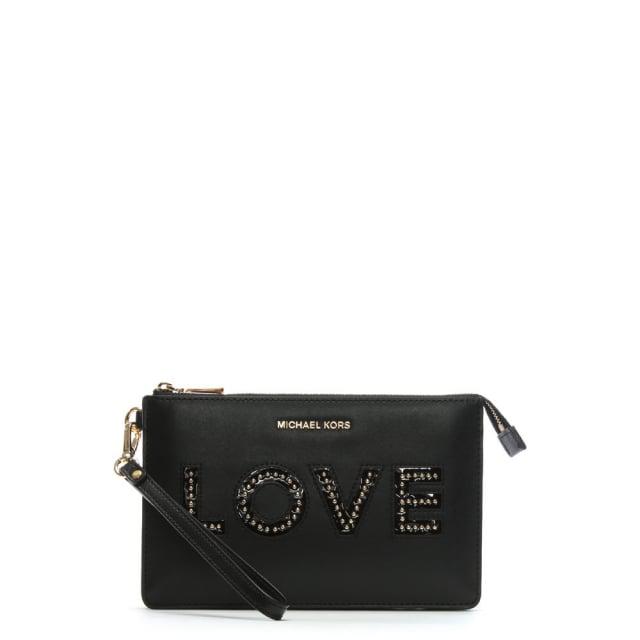 black wristlet clutch bag