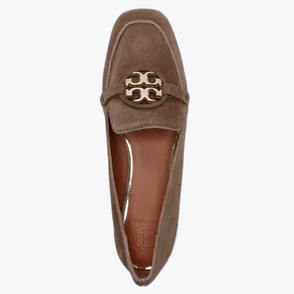 Tory Burch Metal Miller 15mm River Rock & Gold Suede Loafers in Brown ...