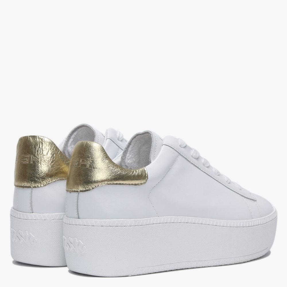 Ash Cult White Leather Gold Fl Flatform Trainers - Lyst