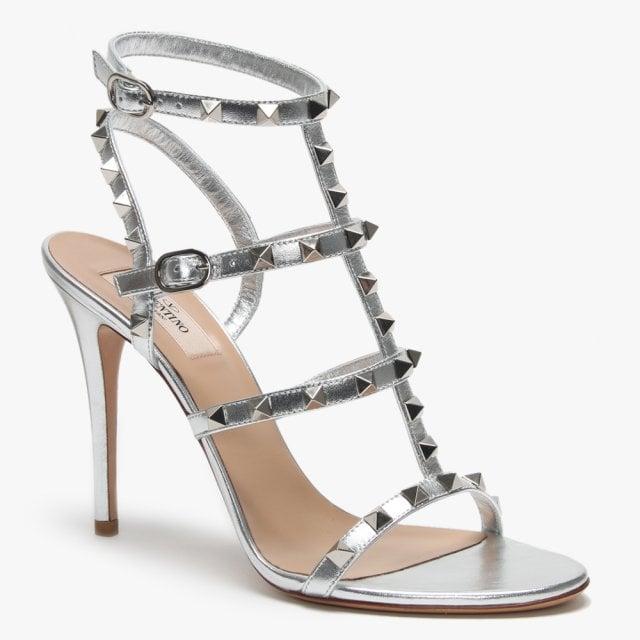 rockstud leather cage sandals
