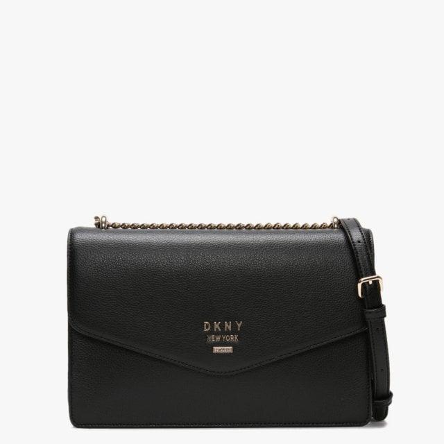 dkny black leather purse