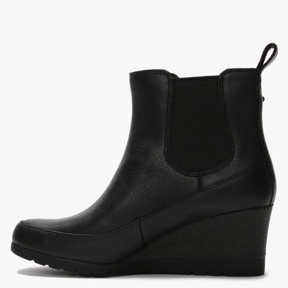 UGG Arleta Black Leather Wedge Ankle Boots | Lyst