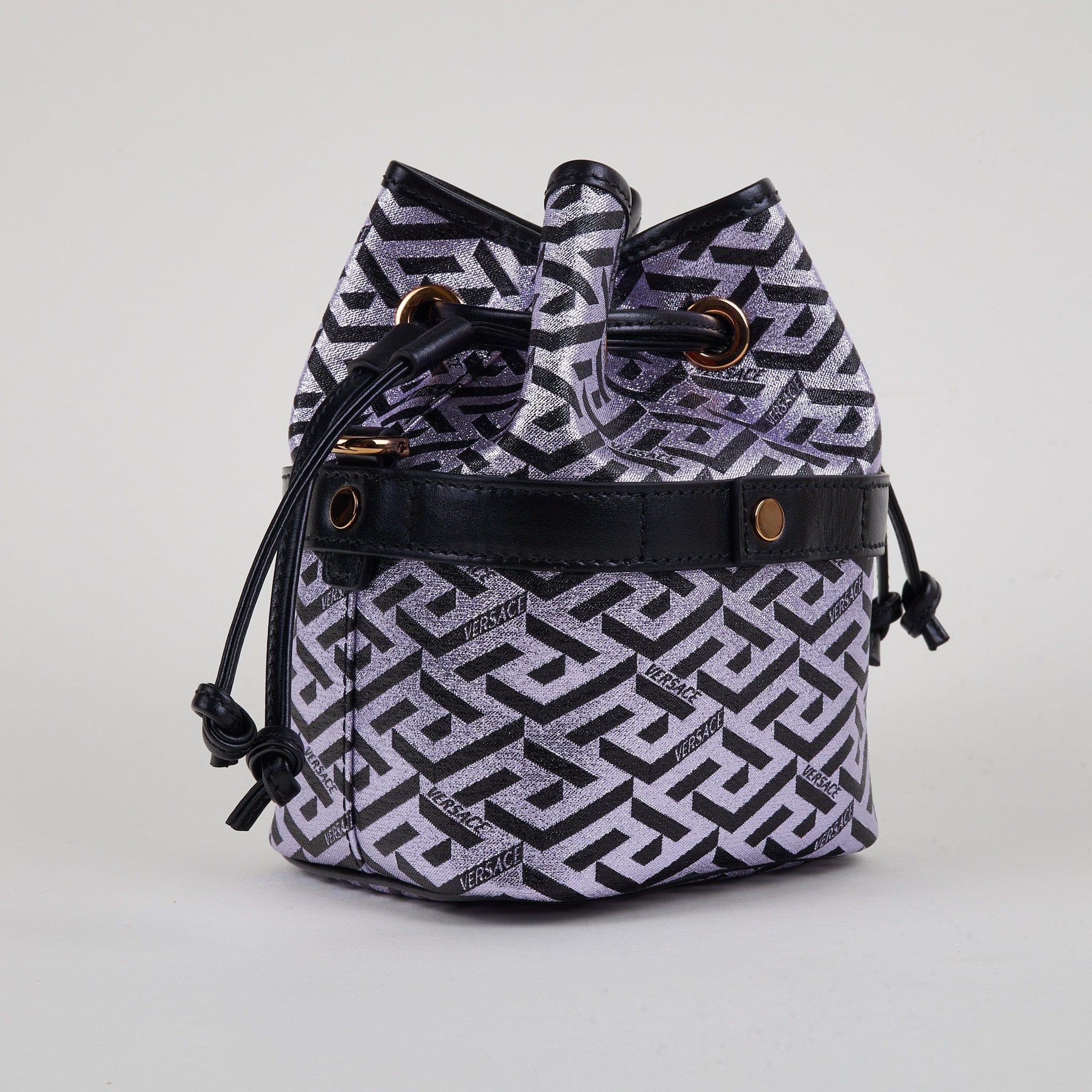 Versace Synthetic La Greca Mini Bucket Shoulder Bag in Purple | Lyst