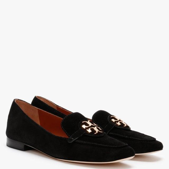 black and gold suede loafers