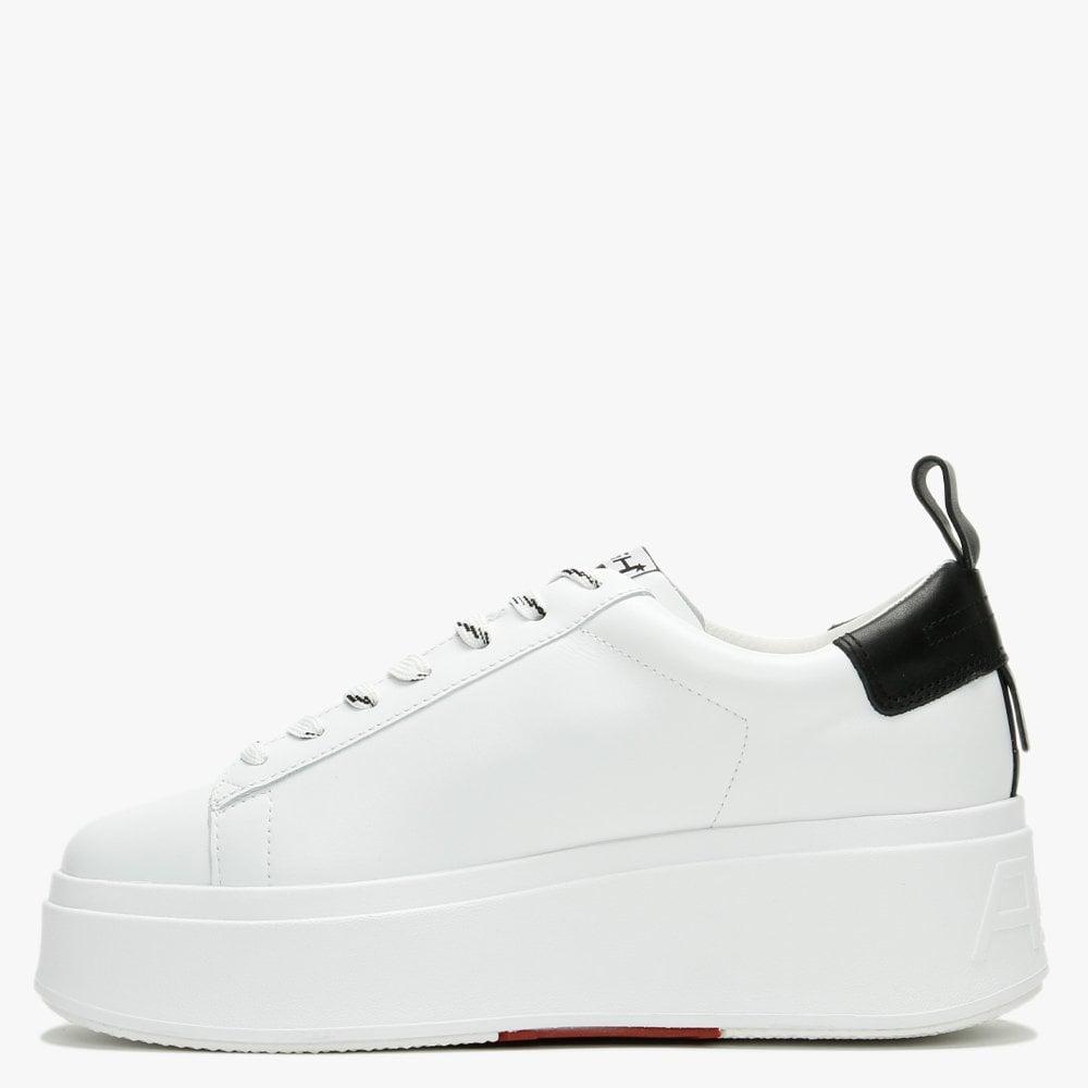 black leather platform trainers