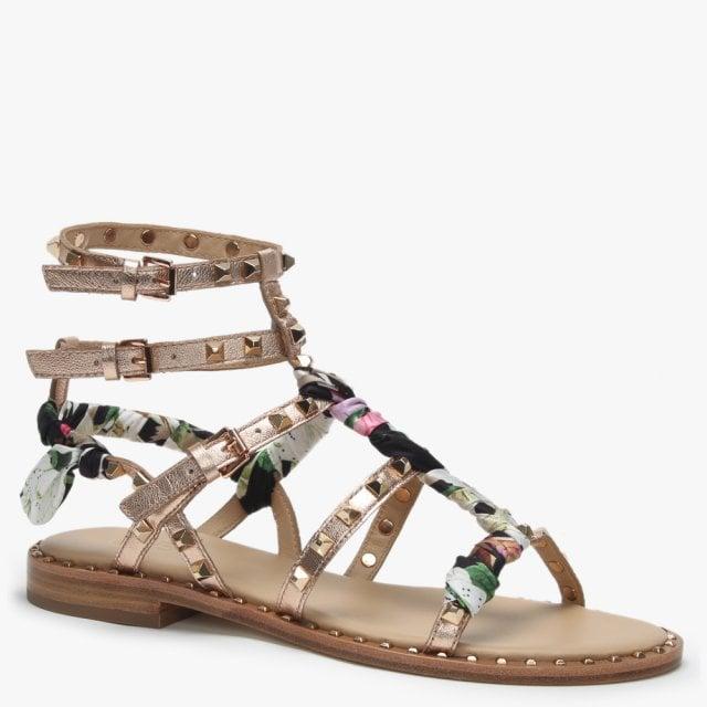 rose gold studded gladiator sandals