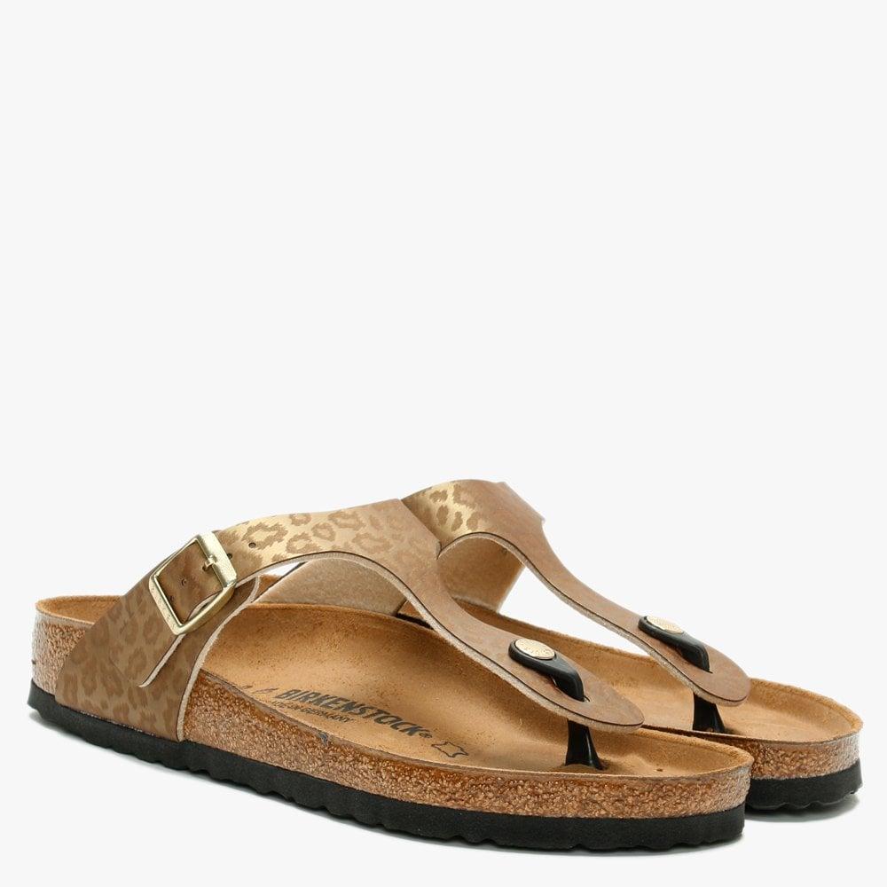 birkenstock gizeh leopard gold