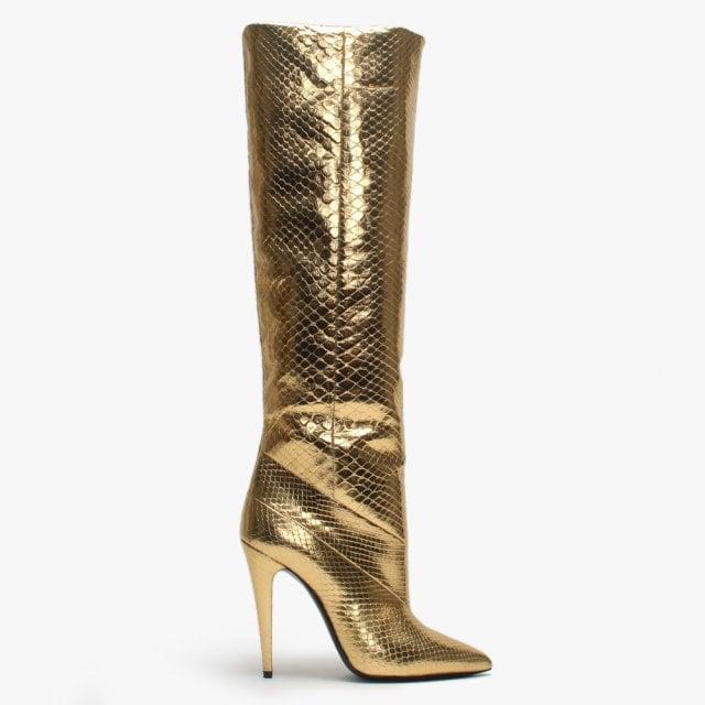 gold leather boots