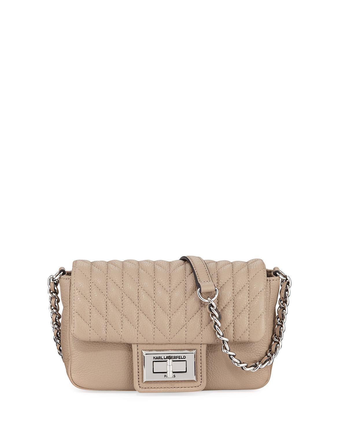 Karl Lagerfeld Leather Agyness Pebbled Crossbody Bag Lyst