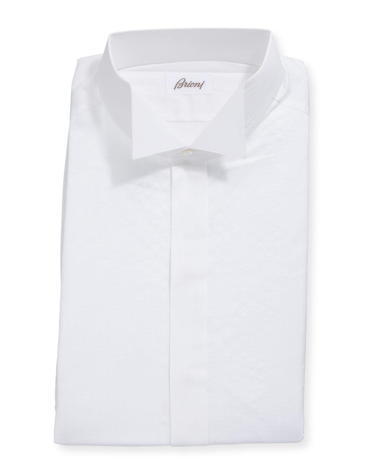 Brioni Cotton Men's Wing Collar Tuxedo Dress Shirt in White for Men - Lyst