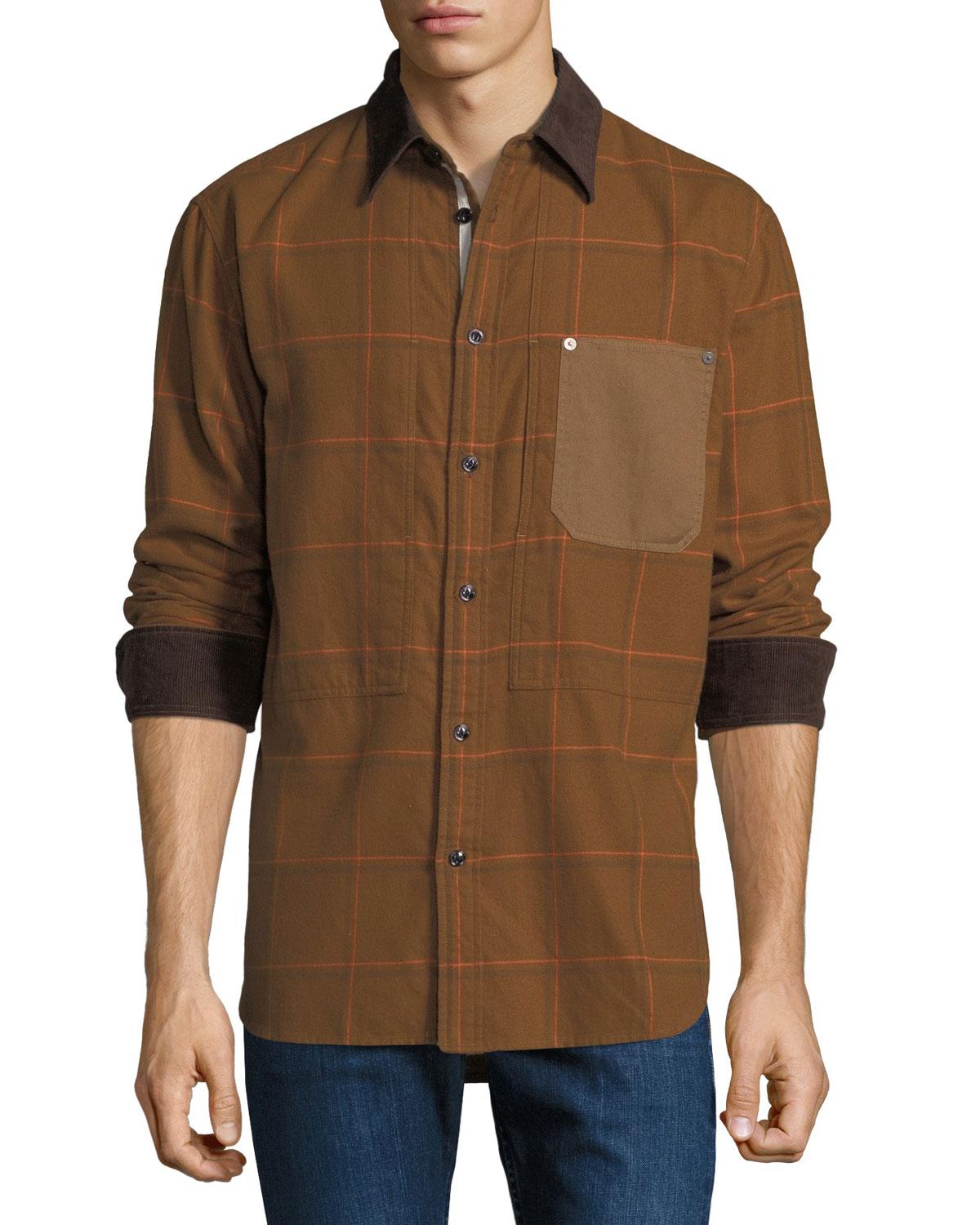 Rag & Bone Flannel Men's Plaid Chore Work Wear Shirt in Brown for Men