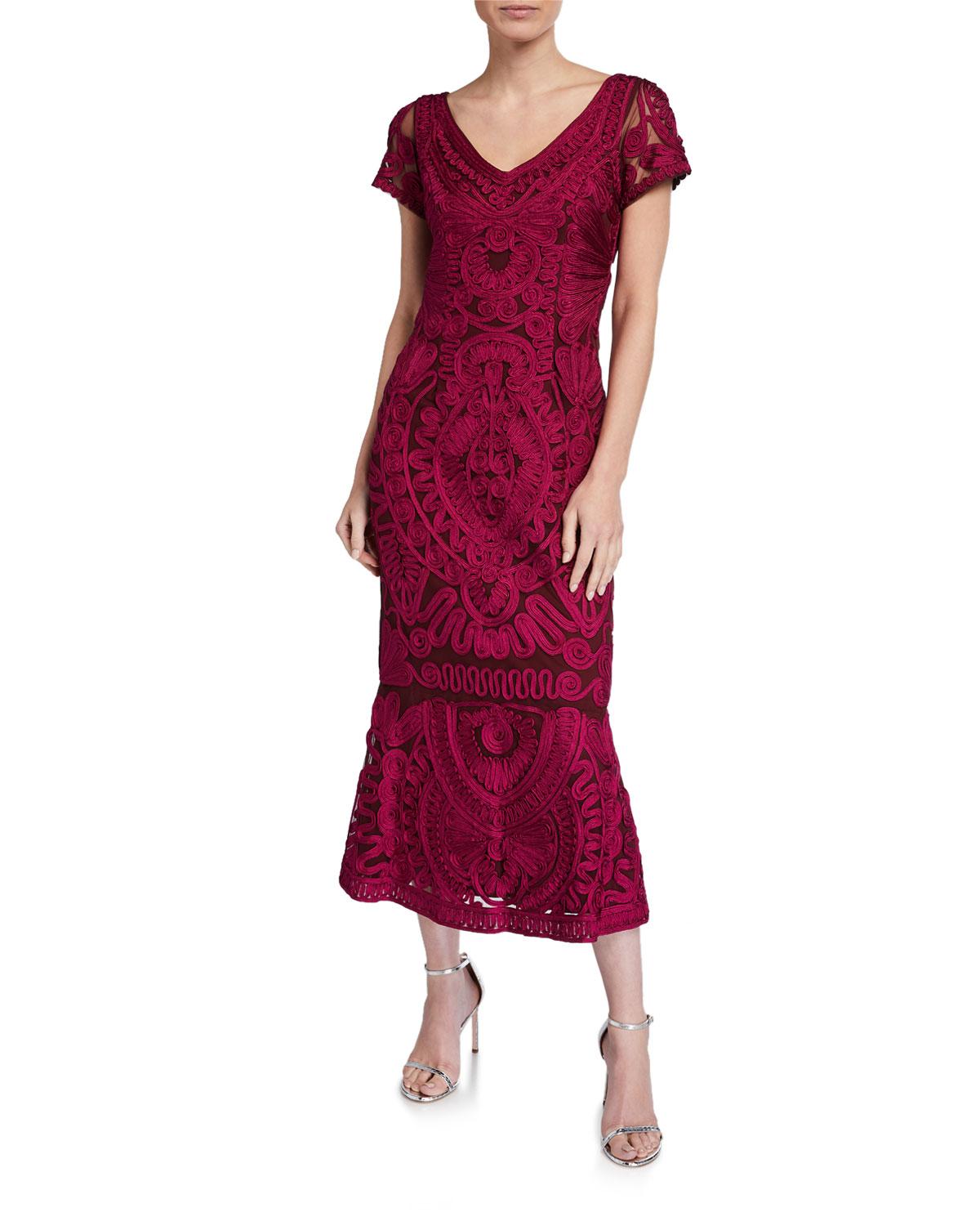 soutache embroidered trumpet gown