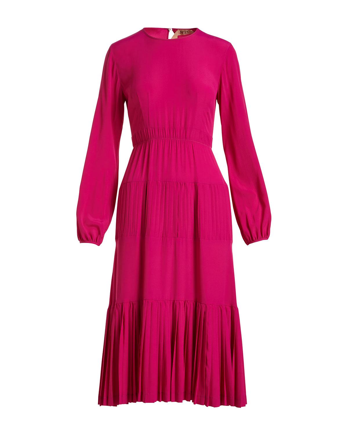 long sleeve satin midi