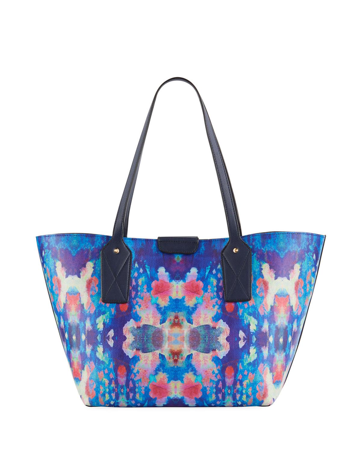 Neiman Marcus Boho Print Shoulder Tote Bag in Blue - Lyst