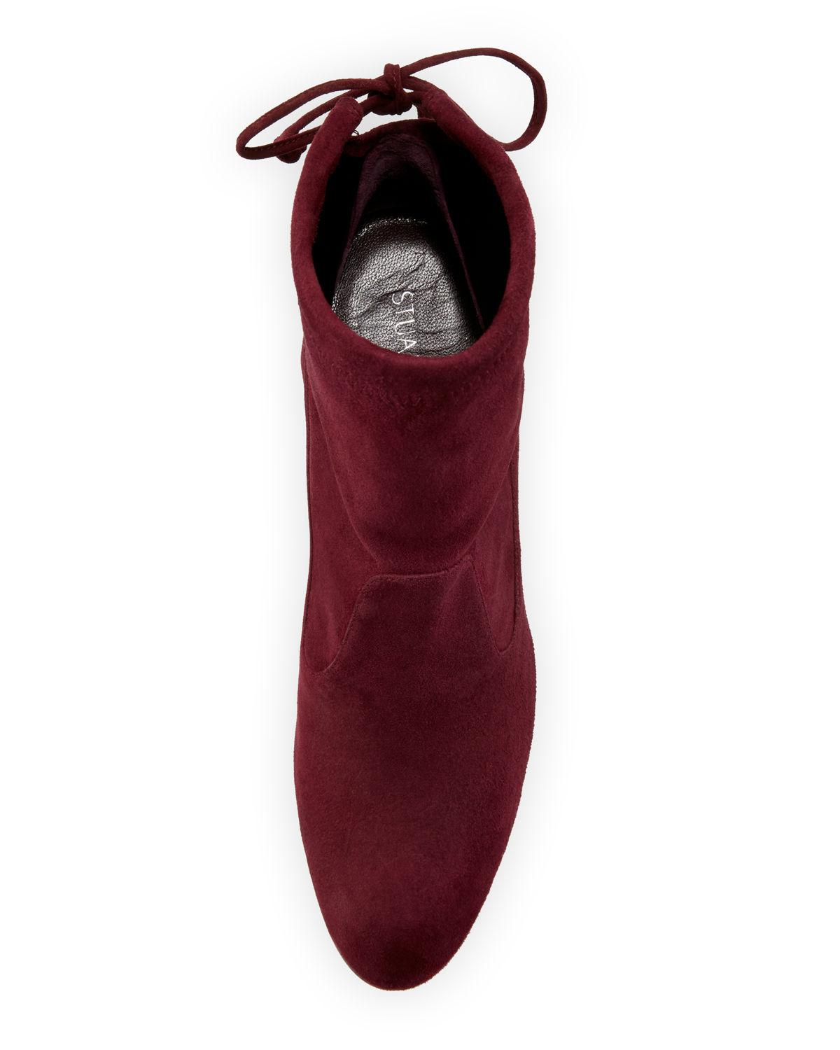 catch suede booties with ankle tie