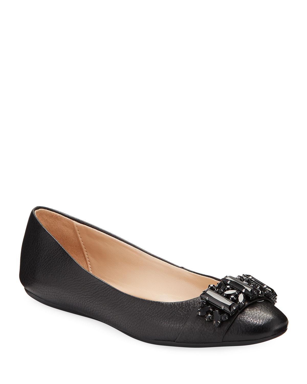 Karl Lagerfeld Viola Crystalembellished Leather Ballerina Flats in