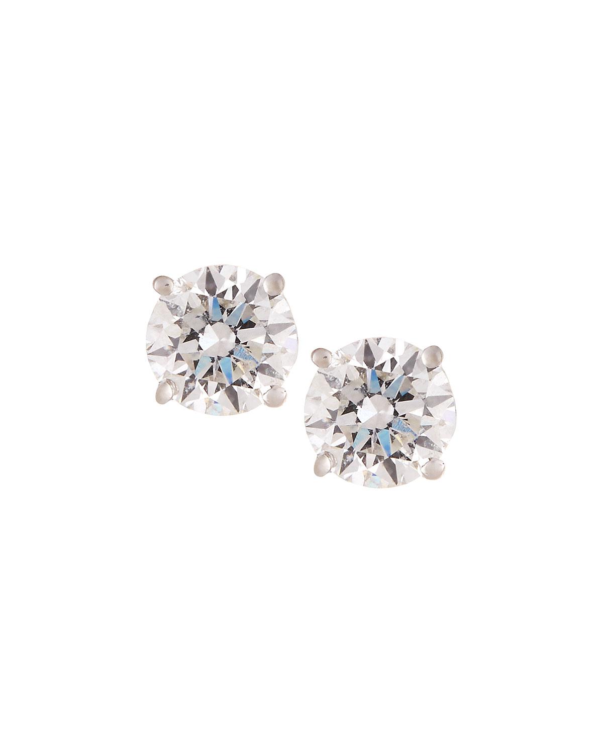18k white gold round diamond solitaire stud earrings 1 0tcw solitaire stud earrings designs