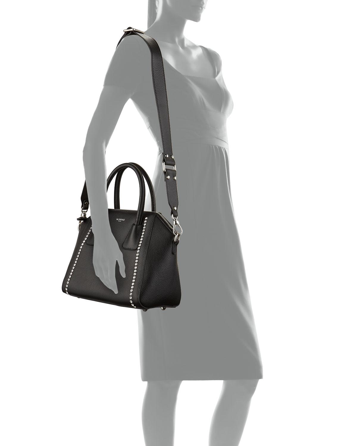valentino minimi studded leather satchel