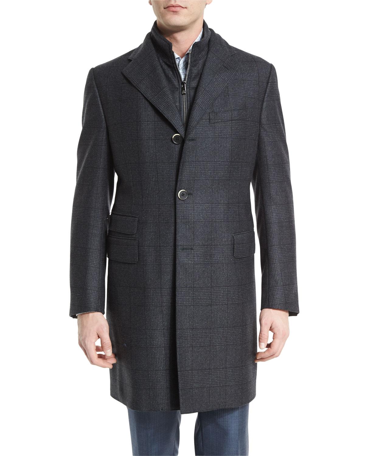 Corneliani Wool Id Classic Plaid Card Coat in Charcoal (Gray) for Men ...