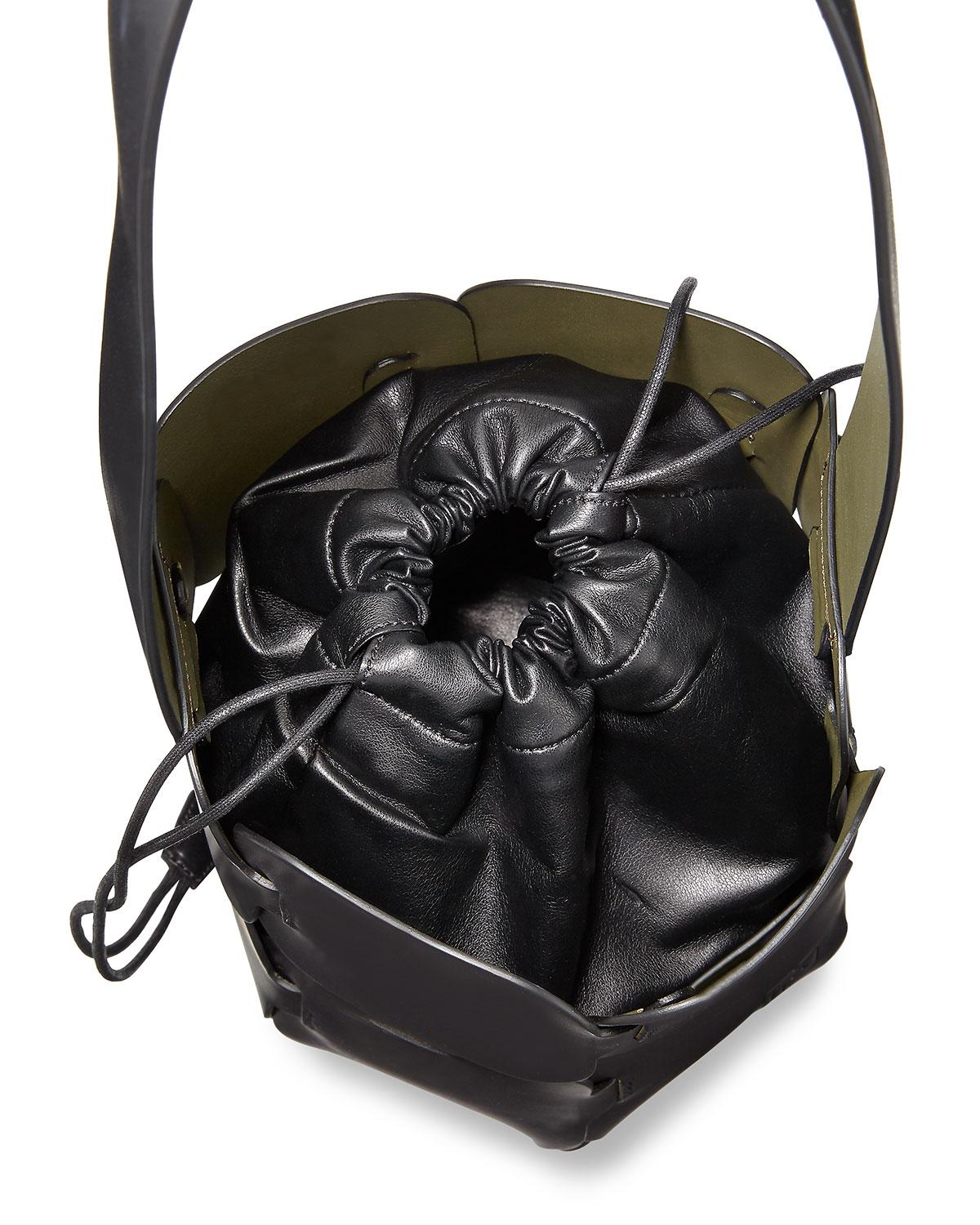 Paco Rabanne 16#01 Mini Brick-pattern Leather Bucket Bag Black - Lyst