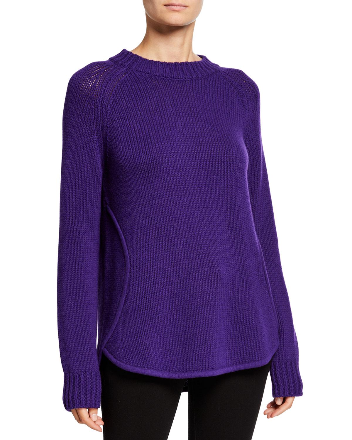 Akris Punto Knit Crewneck Circle-detail Sweater in Purple - Lyst
