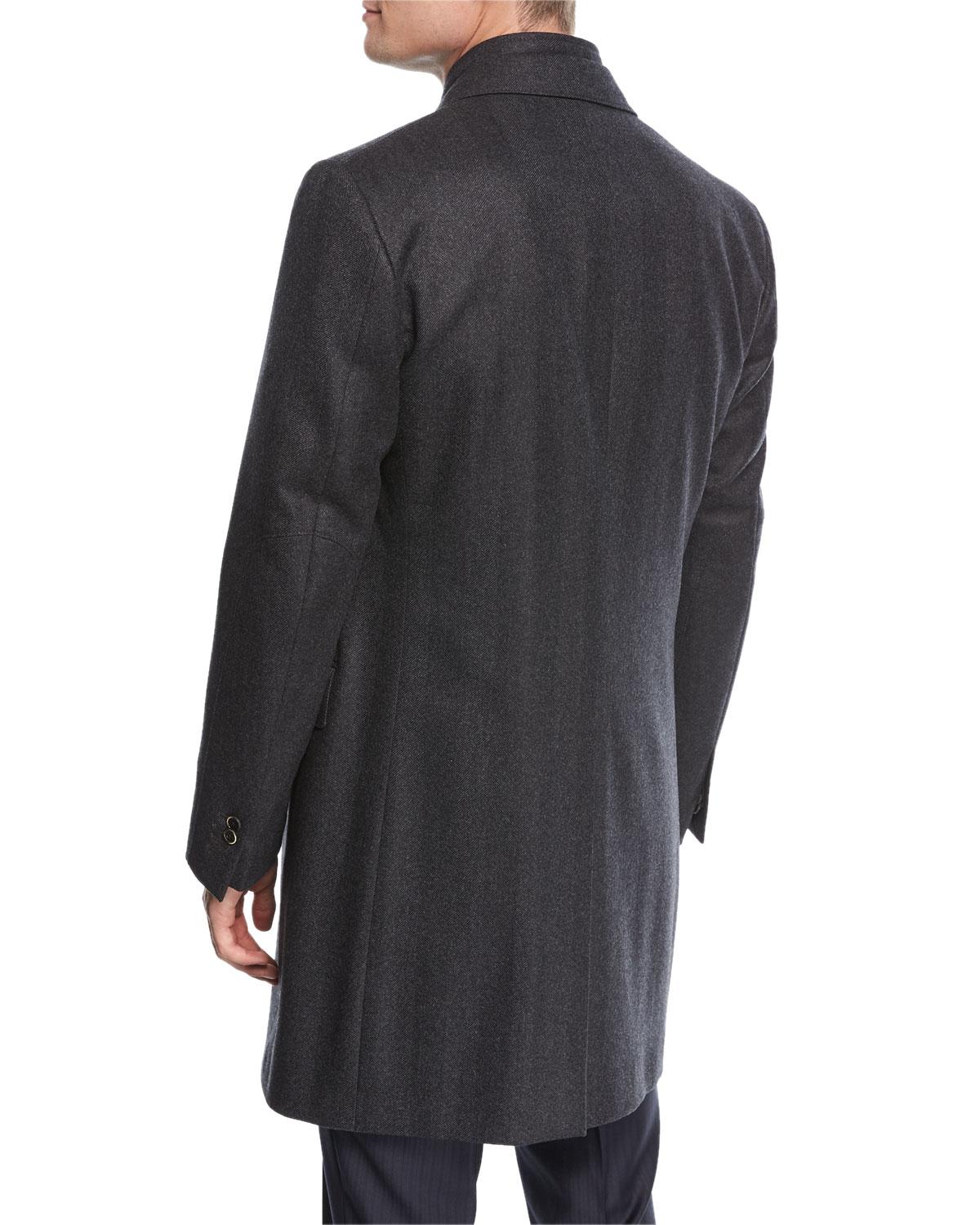 Corneliani Single-breasted Herringbone Wool Top Coat in Charcoal (Gray ...