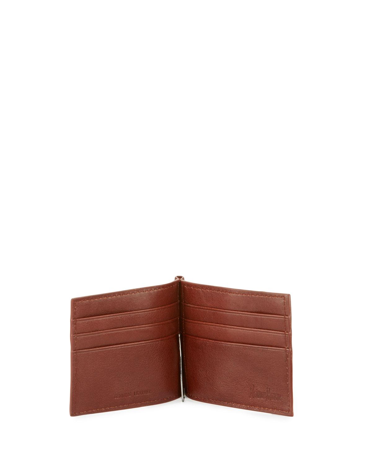 Neiman Marcus Leather Money-clip Bi-fold Wallet in Brown for Men - Lyst