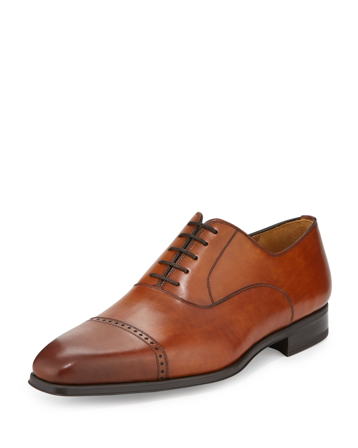 Neiman Marcus Leather Wolden Perforated Lace-up Dress Shoe in Cognac (Brown) for Men - Lyst