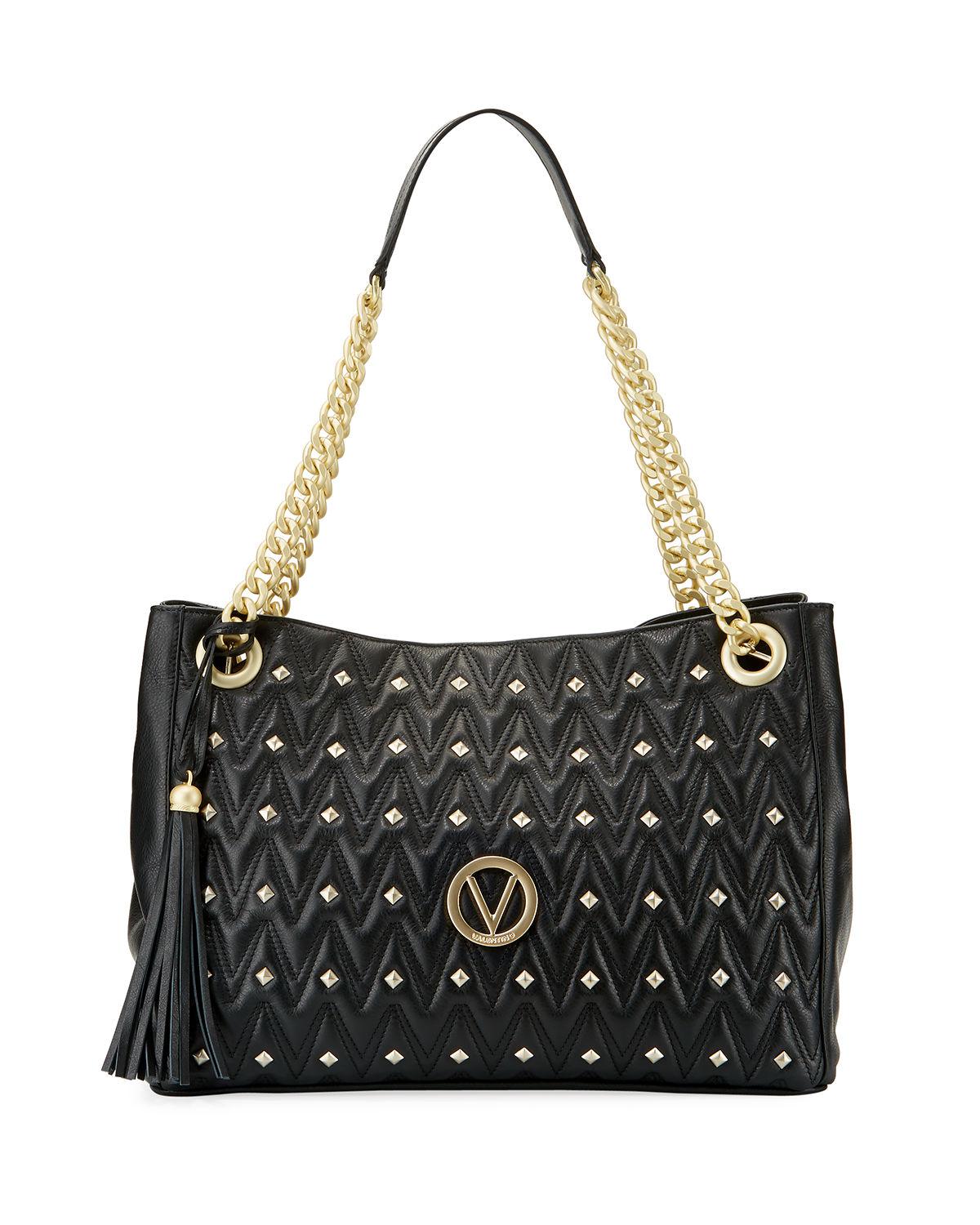 Valentino By Mario Valentino Verra D Quilted Sauvage Leather Tote Bag in Black - Lyst