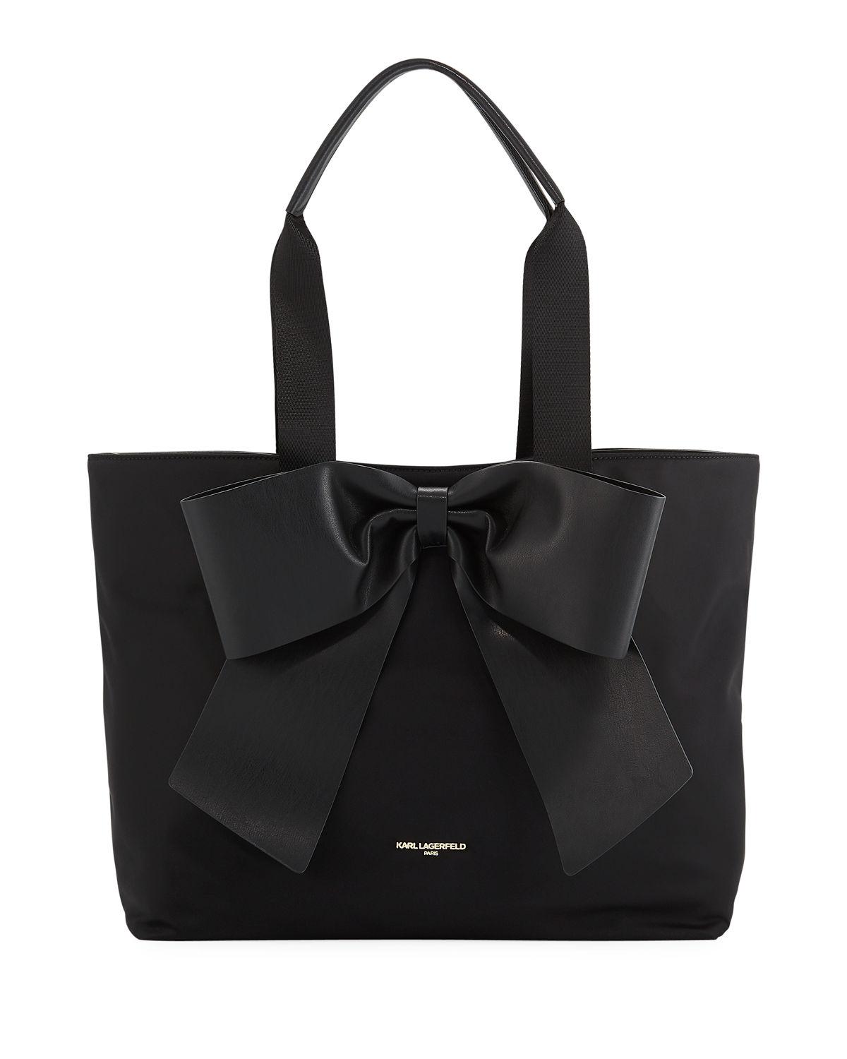 Karl Lagerfeld Synthetic Kris Nylon Tote With Bow in Black - Lyst