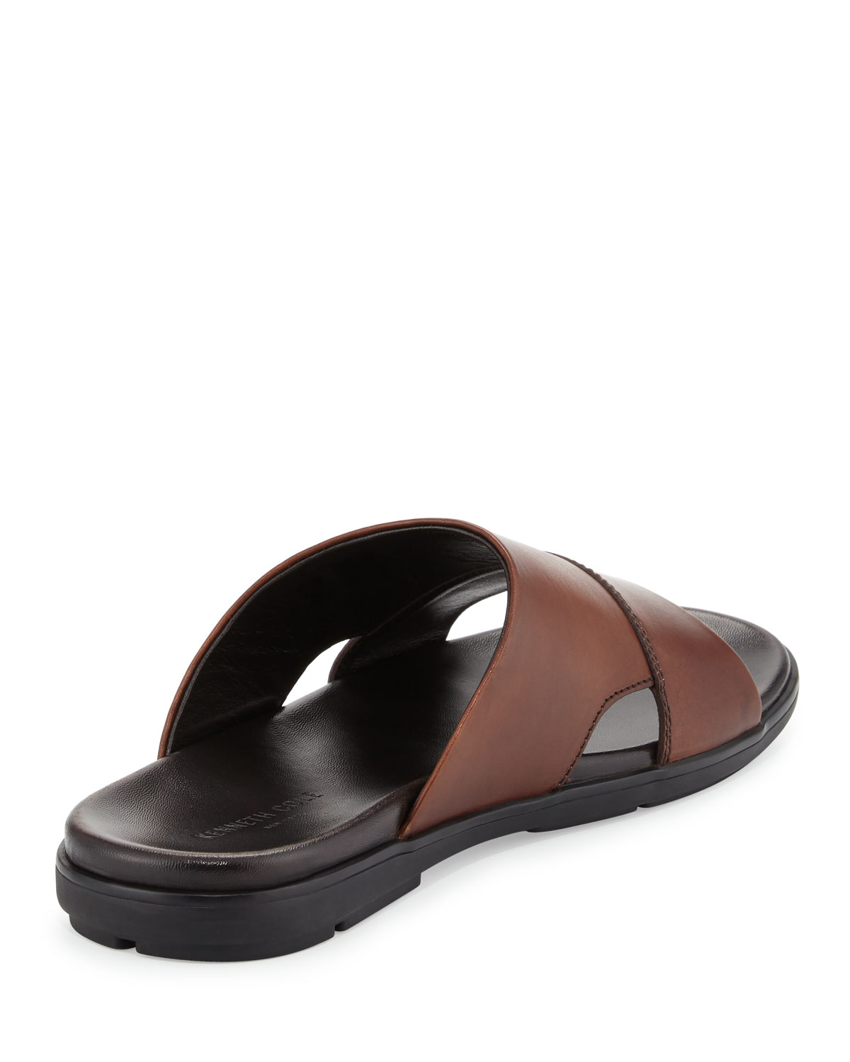 Kenneth Cole City Lite Leather Slide Sandal in Cognac (Brown) for Men ...